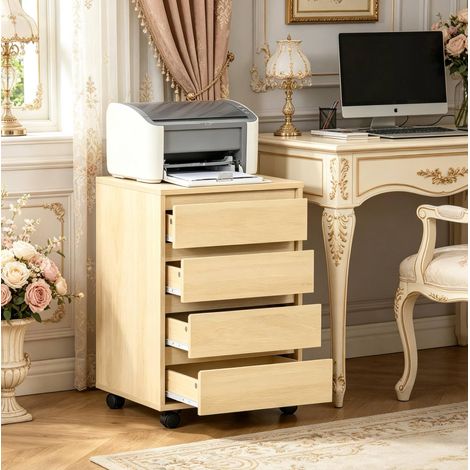 Cajonera de oficina de madera con ruedas 46x40x65 cm con 4 cajones (1/5)