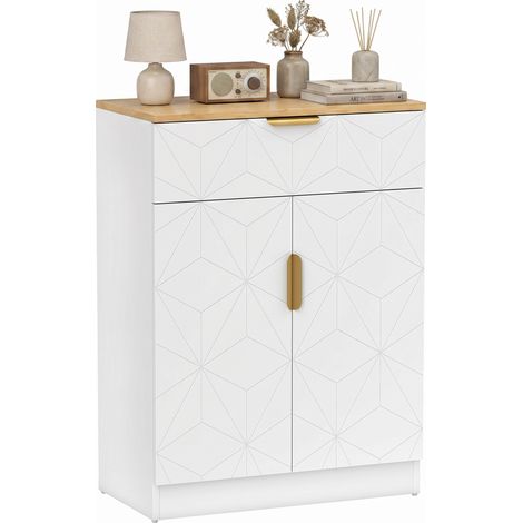 Sideboard, Beistellschrank mit Schublade, verstellbarem Regal, Weiß (1/5)