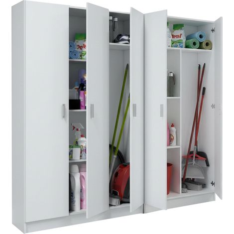 Armadio Multiuso Grande Codigoro, Modulabile, 7 Ripiani, 5 Ante, 182x180h cm Bianco