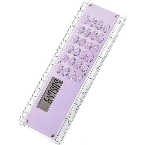 Règle fine 15 cm double graduation calculatrice intégrée 8 chiffres violet pour travail et activités créatives (1/5)