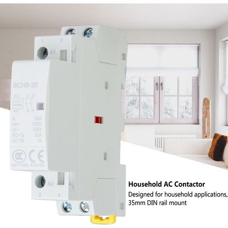 Contacteur alternatif résidentiel bipolaire 2NO 20A 24V 50/60Hz montage rail DIN (1/5)