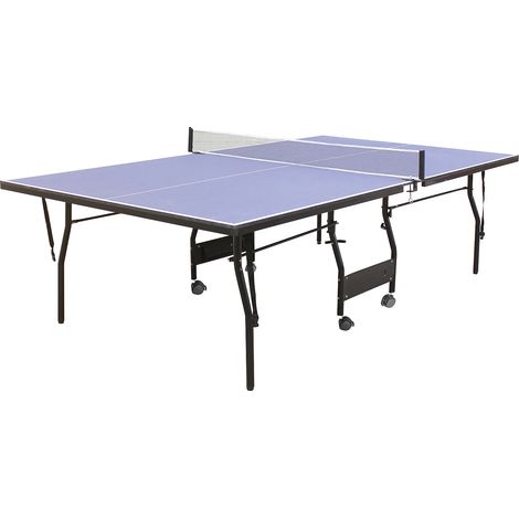 Table de ping-pong pliable à roulettes avec accessoires - Bleu - L274 x P152.5 x H76 cm - GARRY