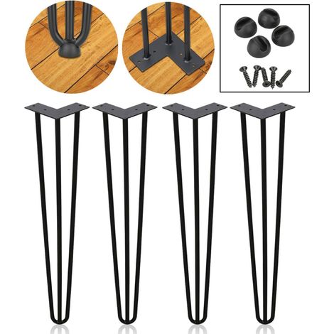 Wolketon tischbeine metall 4 Stück schwarz Tischkufen Haarnadel Tischbein 12 mm. Hairpin Legs aus Stahl. 2-Stange Bein. 61 cm