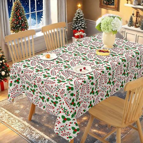 Nappe imprimée spéciale Noël 2025 pour une ambiance festive. Nappe de Noël imperméable rectangulaire 613, 152 x 305 cm.