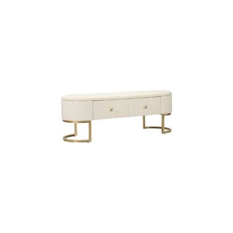 Banc Sharon avec tiroirs similicuir matelassé doré (1/5)