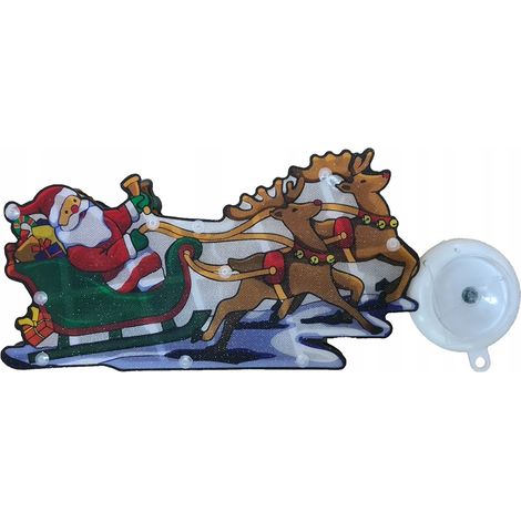 Weihnachtsmann-Weihnachtsdekor, LED-Fensterfolienlichter, warmweiß, Rentier