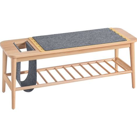 SoBuy Panca scarpiera Cassapanca da Interno Mobile Bagno Naturale-Grigio 110x37x44cm HFSR02-N