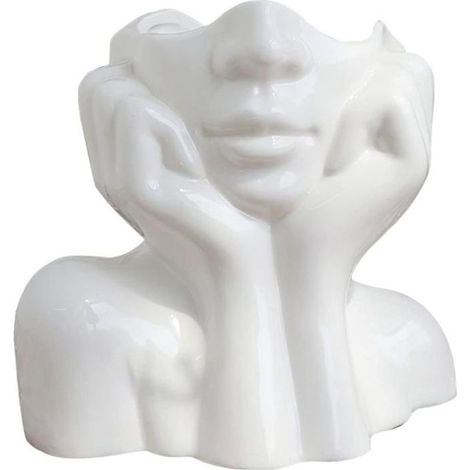 Vase en céramique pour visage, vase à fleurs blanc pour décoration, vase à tête de femme,vase à fleurs décoratif moderne (1/4)
