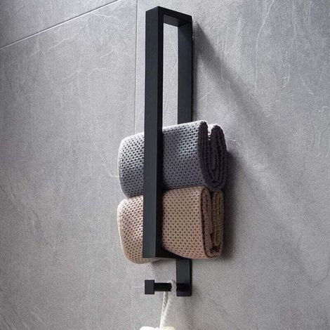 Porte-Serviettes en Acier Inoxydable, Porte-Serviettes sans perçage, Porte-Serviettes invité Auto-adhésif 40cm avec Crochet pour Salle de Bain (1/4)