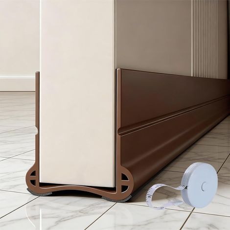 Door Seal 93 cm, Door Bottom Seal Anti-Draught Excluder, Sound and Thermal Insulation, Self-Adhesive Reusable, Fits Doors 3.5 to 5.5 cm Thick (Brown) (1/5)