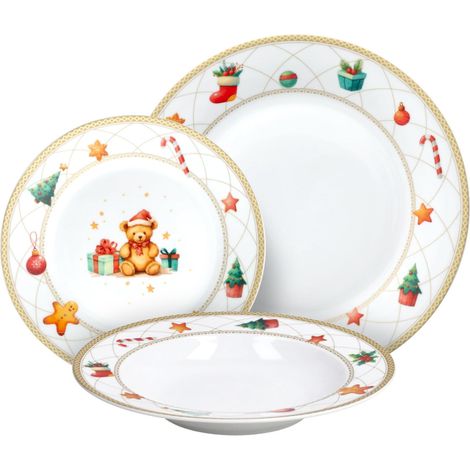 Tognana Olimpia Christmas Fairy Tale Servizio Tavola In Porcellana 18 Pezzi Per 6 Persone Decoro Natalizio