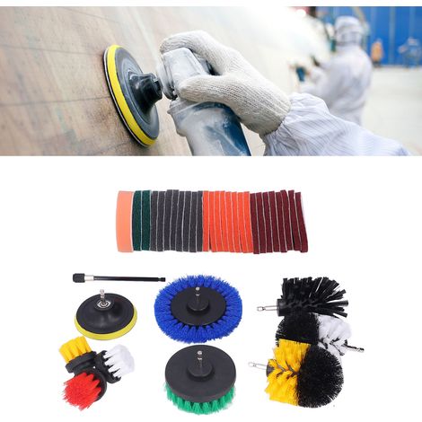 Ensemble de 37 brosses de perçage et de nettoyage, kit de brosses de nettoyage électrique, brosse plate pour perceuse, brosse pour joints de sol (1/5)