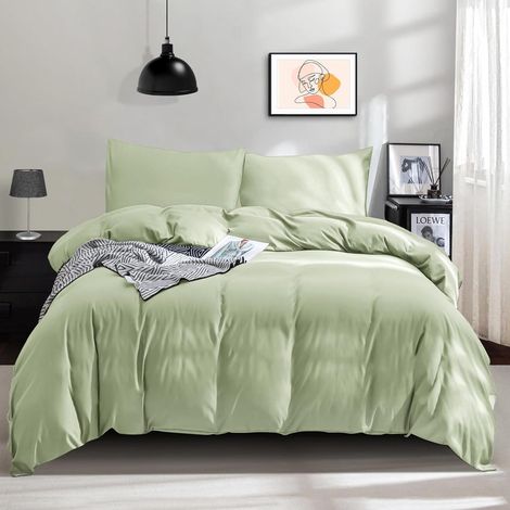 Bettwäsche-Set 135x200 cm 2-teilig Mikrofaser mit Reißverschluss Grün (1/5)