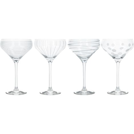 Mikasa - Copas de cóctel para brindis, 290 ml, juego de 4 unidades, Cristal transparente, Plateado, 400 ml, Set of 4