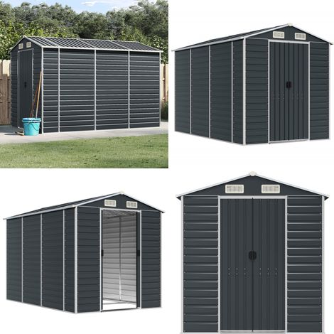 Cobertizo de jardín acero galvanizado antracita 191x300x198 cm - Cobertizo de herramientas - Almacenamiento al aire libre