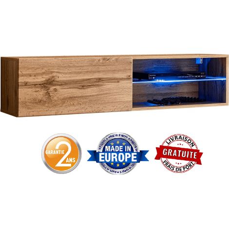 Banc TV mural Switch RTV 4 - L 120 x P 40 x H 30 cm - Marron - Livraison gratuite (1/2)