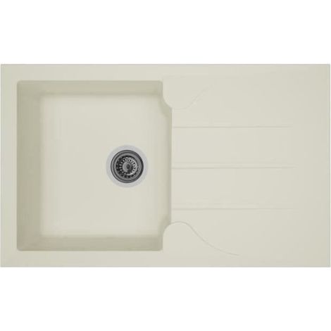 STRADOUR Evier cuisine a encastrer 1 bac + 1 égouttoir Aloa - Résine - 81 x 50 cm - Blanc (1/2)