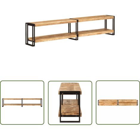 The Living Store Meuble TV 200x30x40 cm bois massif de manguier - Meubles Tv - Meuble Tv Moderne - Meuble Tv Industriel - Meuble Tv Design - Meuble Tv Avec Rangement (1/5)