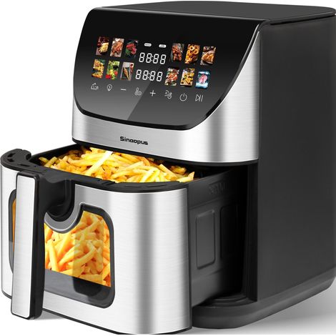 XXL-Heißluftfritteuse 8,5 L mit Sichtfenster, Farb-Touchscreen, 12 Programme, schwarz OKMYHOME (1/5)