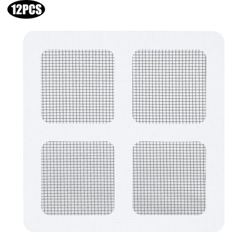 Lot de 12 patchs adhésifs anti-moustiques pour portes et fenêtres, résistants et résistants, de 10 x 10 cm. (1/5)