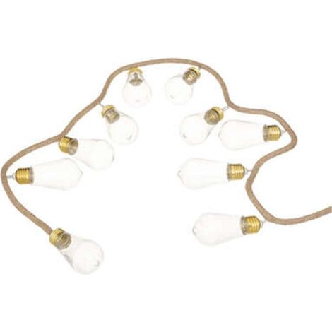 Atmosphera – Guirlande lumineuse d'extérieur 10 ampoules blanc chaud – Longueur 165 cm – Alimentation secteur et piles – Transparent