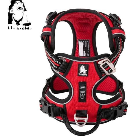 Hundegeschirr, verstellbare Passform, reflektierende Sicherheitsmerkmale, Rot, L (1/2)