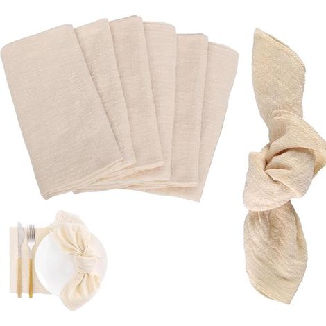 Serviettes en coton - Lot de 6 - 42 x 42 cm - Beige - Serviettes en tissu - Serviettes de table pour l'hôtellerie-restauration (1/5)