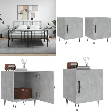 Nachttische 2 Stk. Betongrau 40x40x50 cm Holzwerkstoff - Beton Tisch - Nachttisch Grau - Wohnzimmer Dekoration - Holzwerkstoff Möbel - Kommode - Home & Living