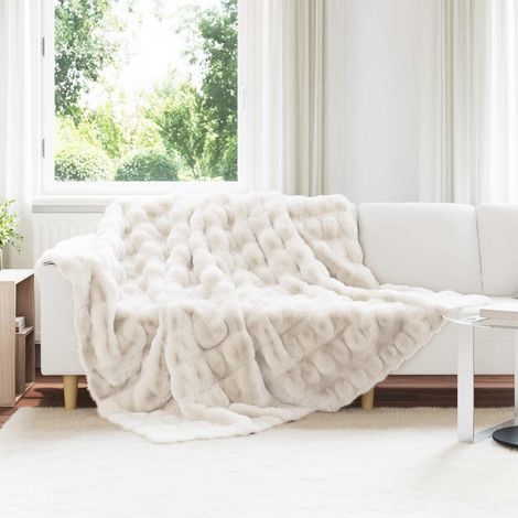 Rutschfeste Decke aus Kunstkaninchenfell Olite Weiß Polyester