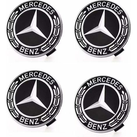 Tapas de buje de rueda ABS de 75 mm, compatibles con accesorios para automóviles Mercedes-Benz (4 unidades) (1/5)