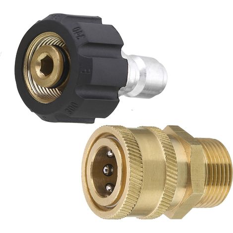 Kit d'Adaptateurs, Raccord M22 15mm vers Raccord Rapide 3/8" Kit de Connexion Rapide pour Nettoyeur Haute Pression pour Tuyau et Pistolet, 350 bar (5000 PSI) (1/5)