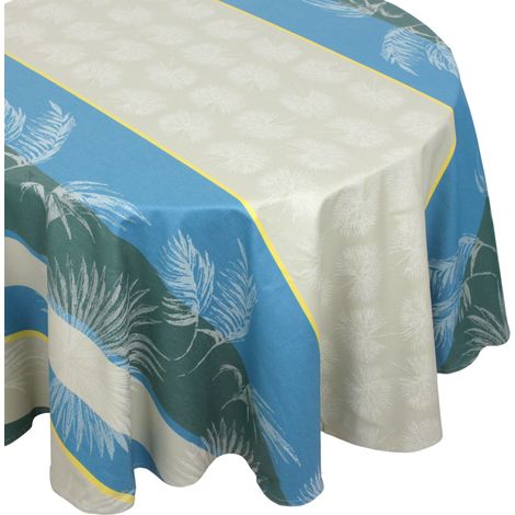 Nappe Jacquard coton PALMIER + enduction acrylique Ovale 170x300 cm (1/5)