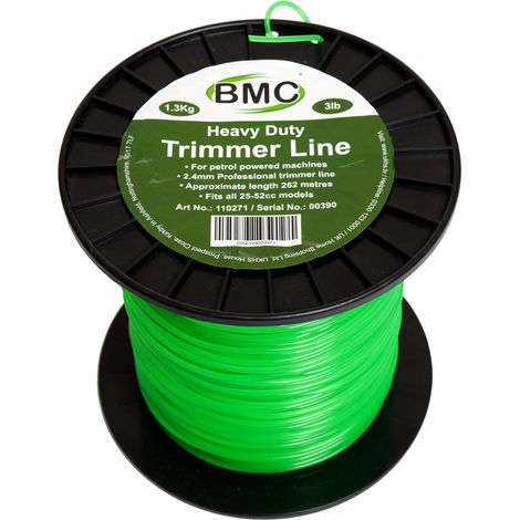 BMC 262-Metre Trimmer Line Spool, Light to Medium-Duty Lawn Trimming, 2.4mm Diameter