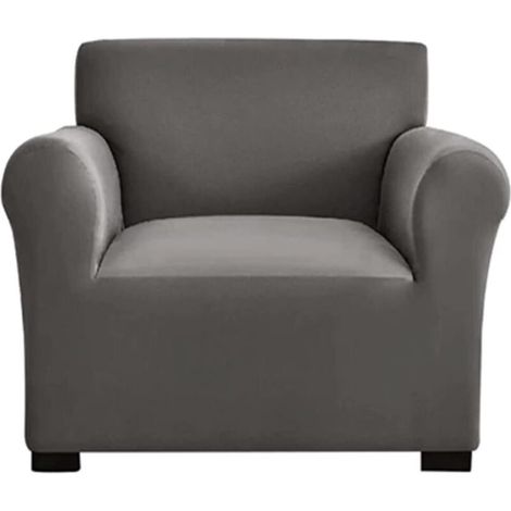 Stretch Sofa Cover 1/2/3 Seater Sofa Slipcover, Sofa Protector with Armrests, Armchair Cover with Non-Slip Foam Sticks (1 Seater, Grey)