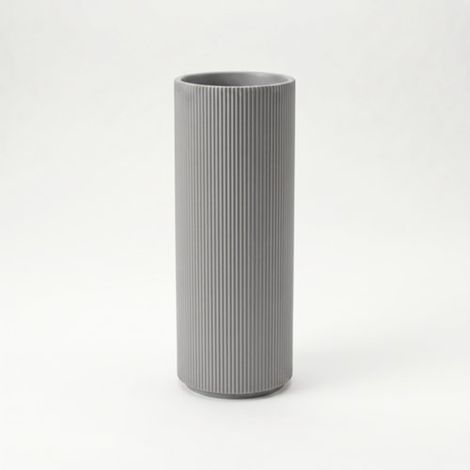 Vaso decorativo cilindrico grigio per fiori, forma classica, elegante