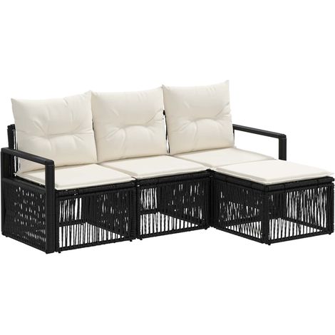 Gartensofa-set 4 pcs Schwarz Poly-Rattan vidaXL