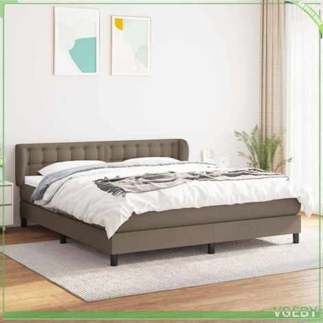 Sommier à lattes - 3126585 - 180x200 cm - Tissu taupe - Matelas ressorts ensachés (1/5)