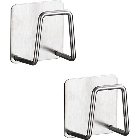 2PCS Sponge Holder (Silver), 304 Stainless Steel Dishwasher Sponge Hook, Sink Steel Ball Storage No Sticky Hole and Drainer (1/4)