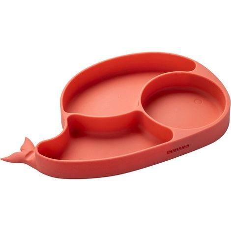 Plato con forma de ballena, coral de silicona con ventosa