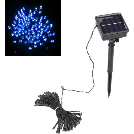 Guirlande lumineuse solaire 50 LED, 8 modes d'éclairage, étanche IP65, pour jardin et cour, 7 m (23 pi), bleue (1/5)