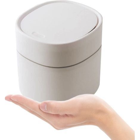 Mini Poubelle avec Couvercle,2 Litres,Petite Poubelle pour Bureau,Coiffeuse,Table de Chevet,Etc Polypropylène(Blanc,13x13x14cm) (1/4)