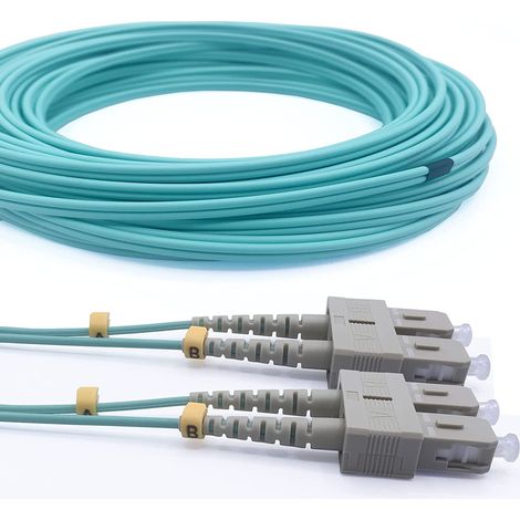 Elfcam - 3m Câble à Fibre Optique SC/UPC à SC/UPC OM3 Multimode Duplex 50/125um LSZH