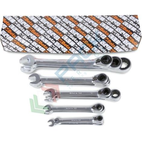 Beta 142/S17 Serie di chiavi combinate a cricchetto reversibile 17 Pz. (1/2)