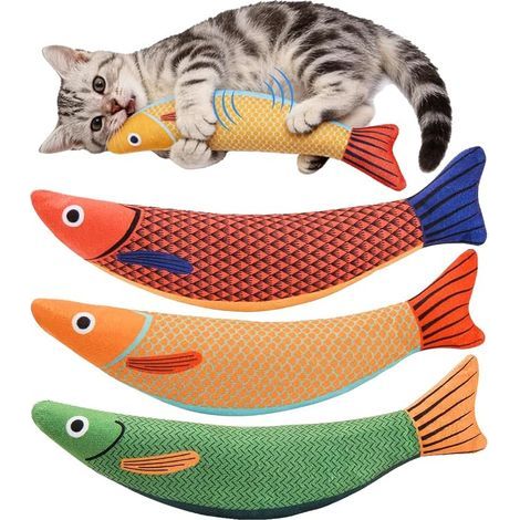 Catnip Fish Interactive Grass Cat Toy and Bell  24 cm Interactive Cat Toy, Soft, Interactive Game (1/5)