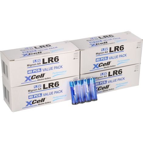 160x XCell 40x 4er Folie AA LR6 Mignon Super Alkaline Batterie (1/5)