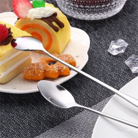 Cuillère à long manche, cuillère à thé glacée en acier inoxydable de 12 pouces pour mélanger, remuer les cocktails le café, lot de (1/4)