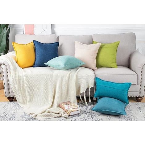 Lot de 2 Housses de coussin, chenille douce, décoratif, vert, 40x60 cm, salon, chambre (1/5)