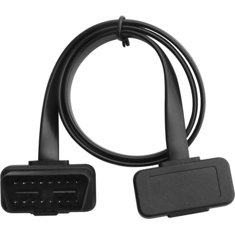 Câble d'extension plat de diagnostic OBD2 16 broches mâle vers femelle coudé pour voiture--
