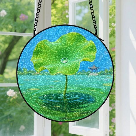 Suspension en vitrail - Attrape-soleil coloré minimaliste unique, décoration maison élégante, cadeau Noël pour femme, homme, maman, nana 9cm (1/5)