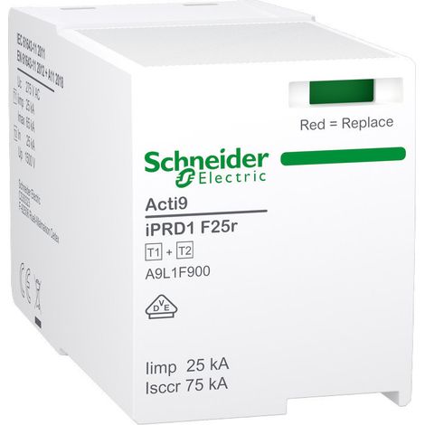 Acti9 IPRD1 F25r - Cartouche Parafoudre Type 1+2 2 - 18mm - Phase pour 3PN/3P (A9L1F900)
